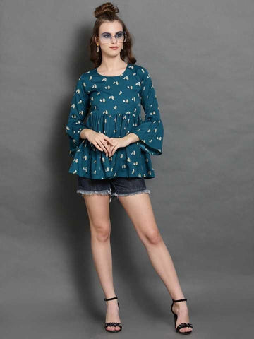 Darzi Women's Crepe Printed Tops Roposo Clout